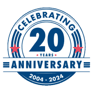 Celebrating 20 Years: Nations Roof Experts in Commercial Roofing"

Image with "Celebrating 20 Years Anniversary 2004-2024” on a blue background, red stars.