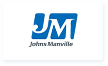 Logo of Johns Manville: Blue "JM" initials with gray text below.