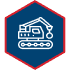 Wrecking Ball Crane Icon on Red Hexagon - Nations Roof Logo