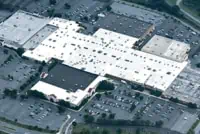 Aerial view of white TPO roof on Minneapolis shopping mall