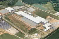 Aerial view of industrial facility with TPO roofing in Nashville, TN